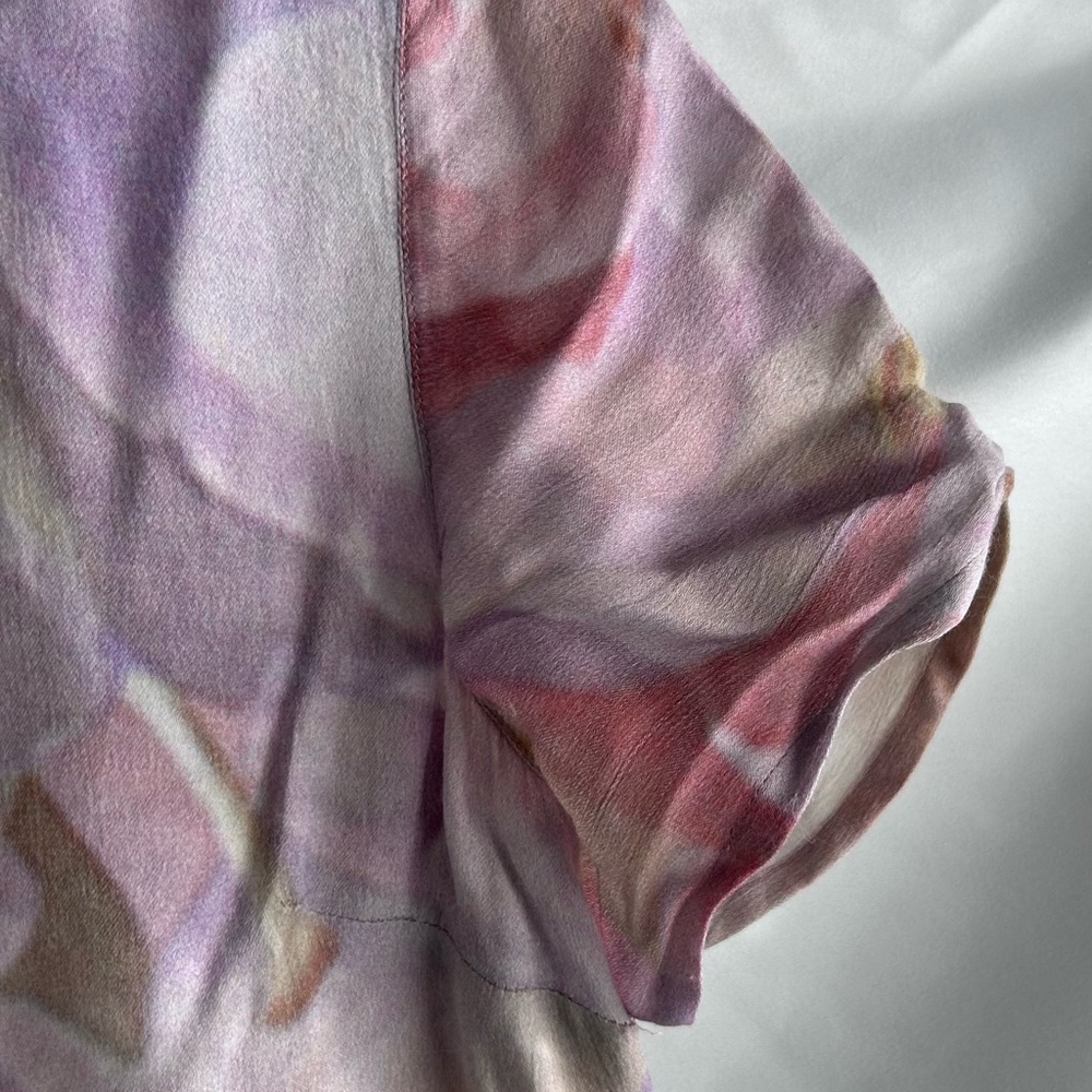 Blank London Watercolor Viscose Crepe Satin Short Sleeve Dress | Size Large - Picture 6 of 14